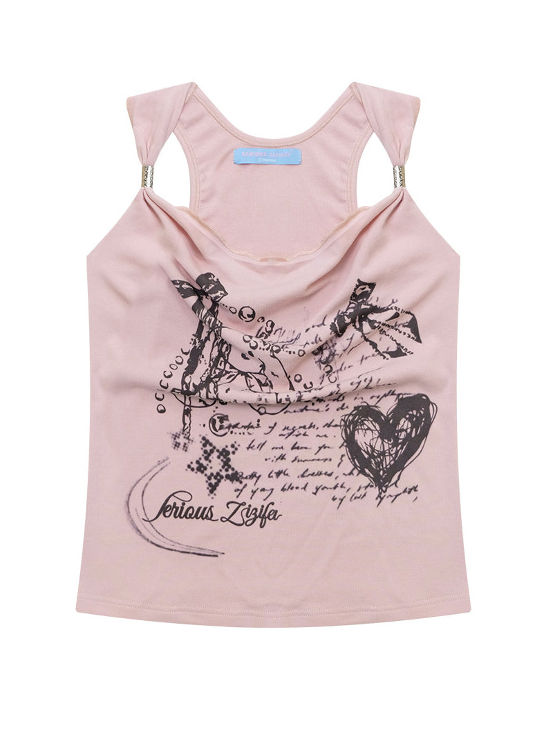 Y2K Bunny Graphic Twist-Strap Cami