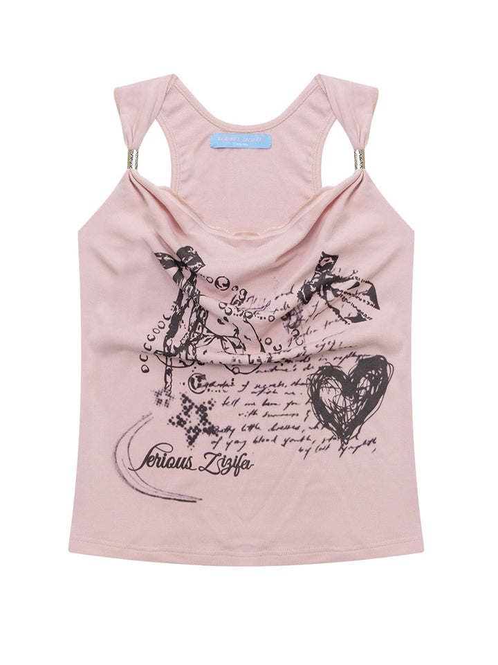 Y2K Bunny Graphic Twist-Strap Cami