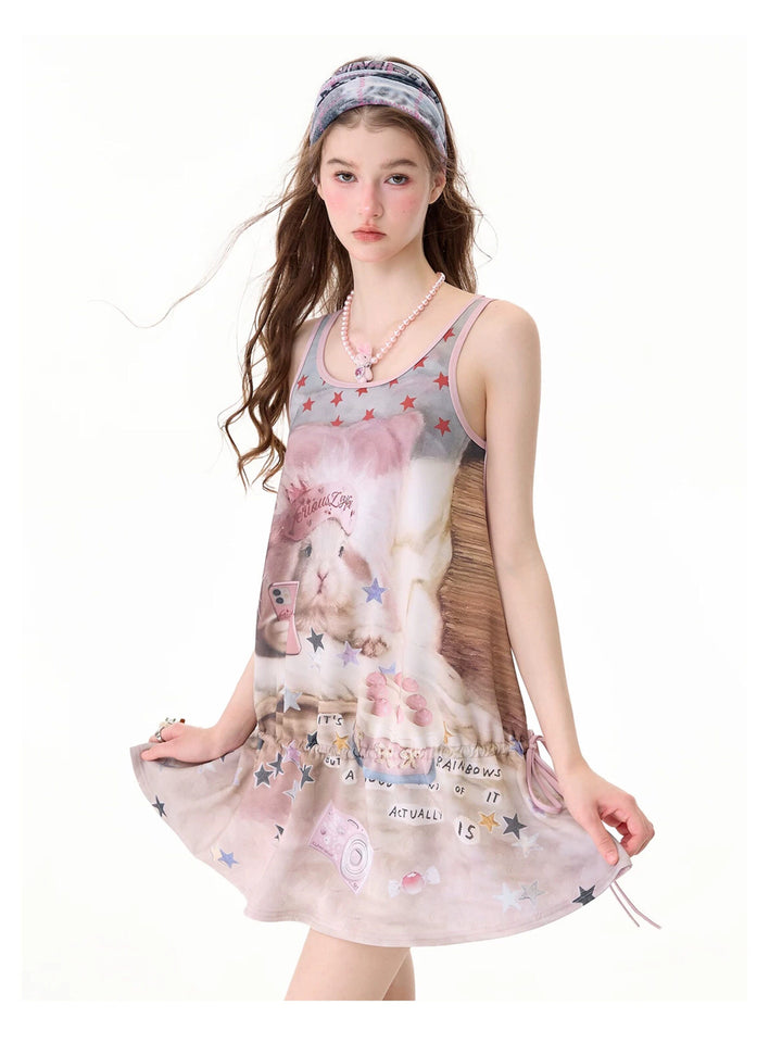 Y2K Bunny Collage Mini Dress
