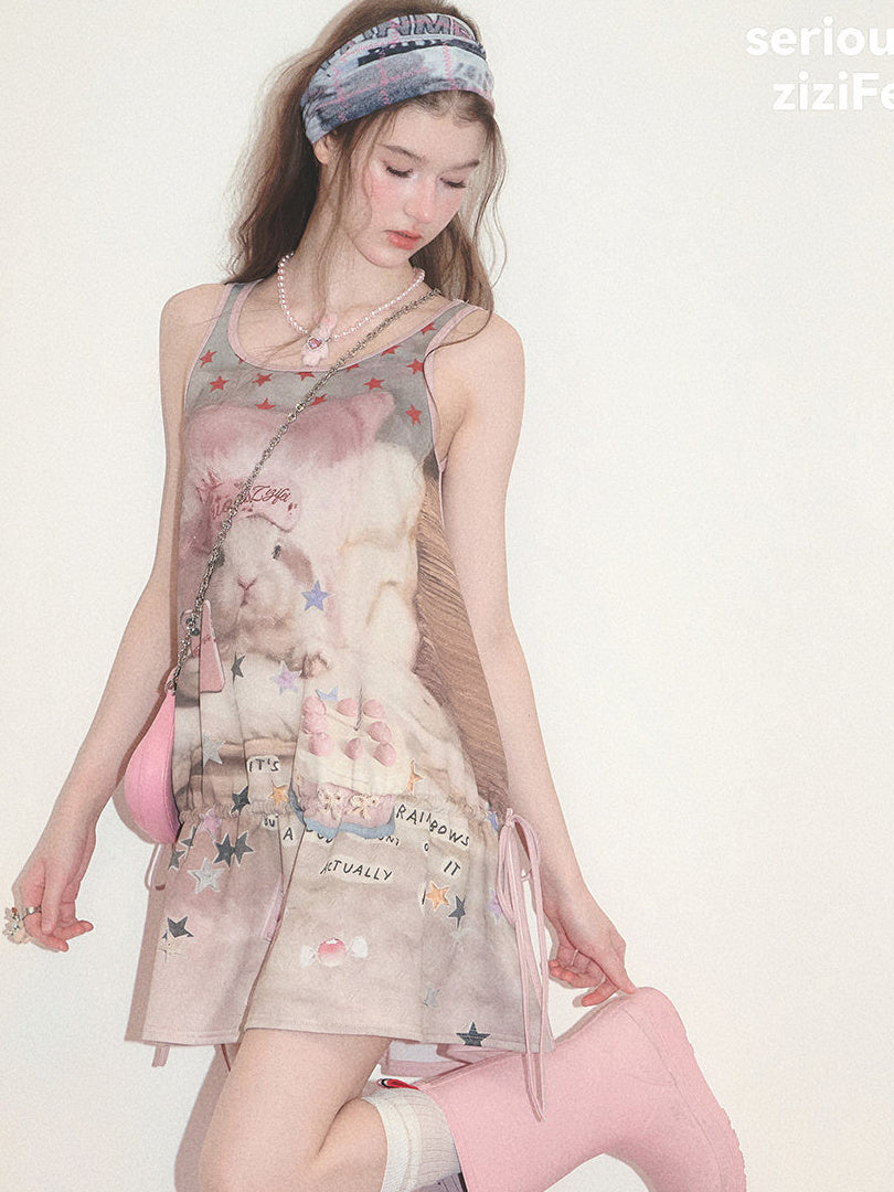 Y2K Bunny Collage Mini Dress