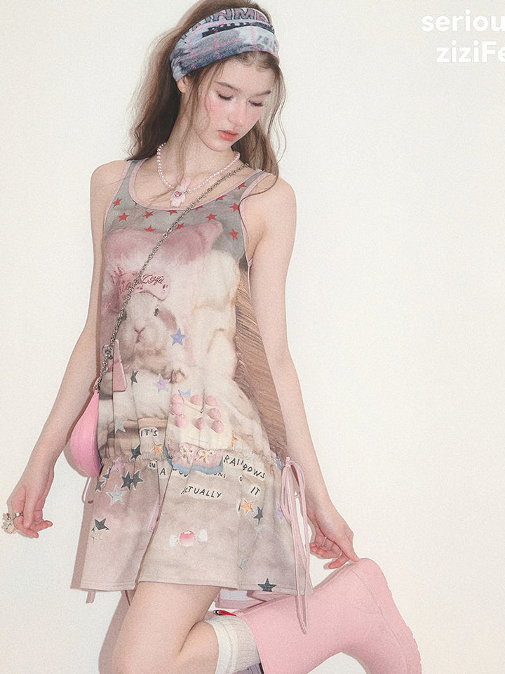 Y2K Bunny Collage Mini Dress