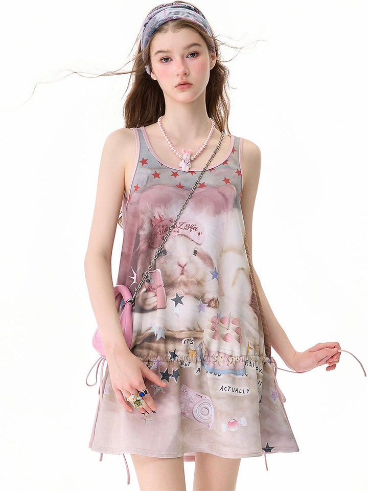 Y2K Bunny Collage Mini Dress