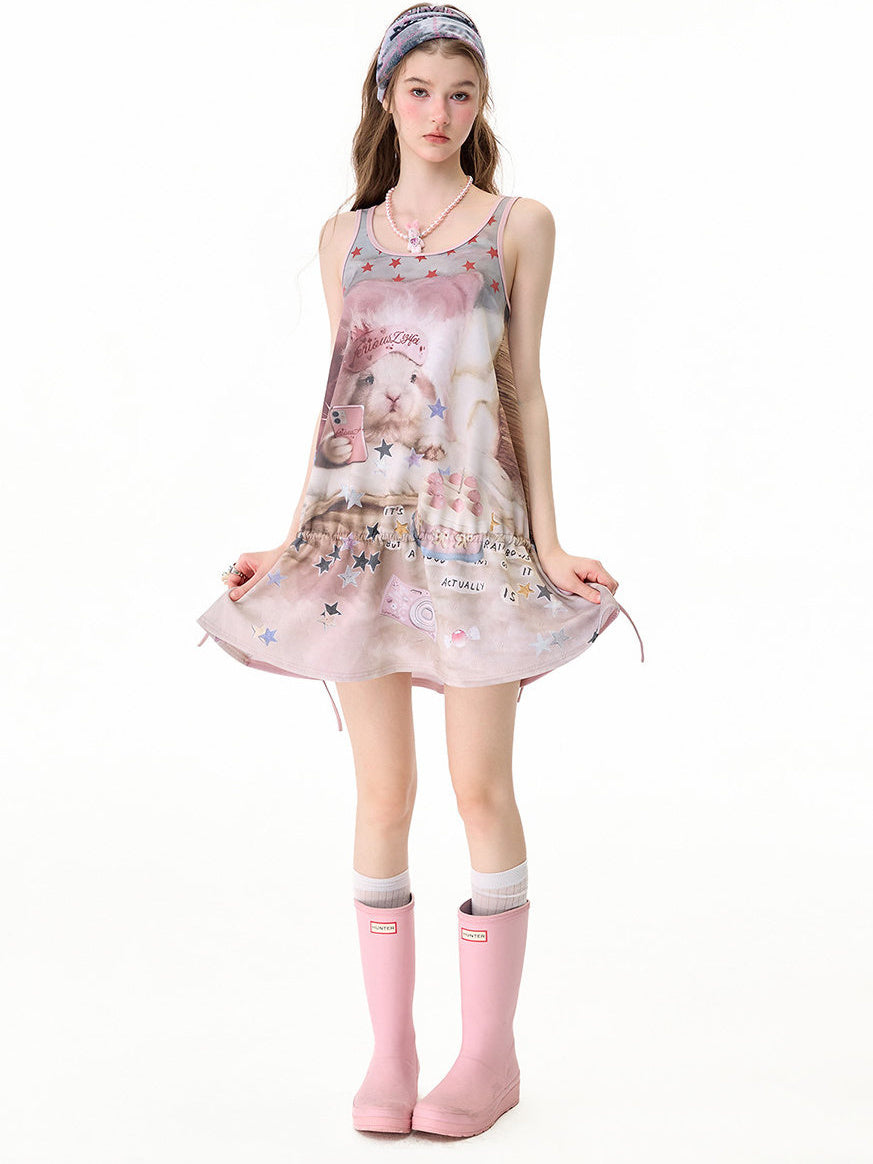 Y2K Bunny Collage Mini Dress