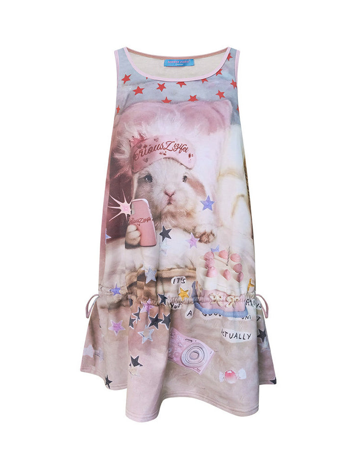 Y2K Bunny Collage Mini Dress