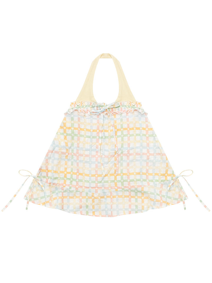 Coquette Pastel Plaid Halter Top