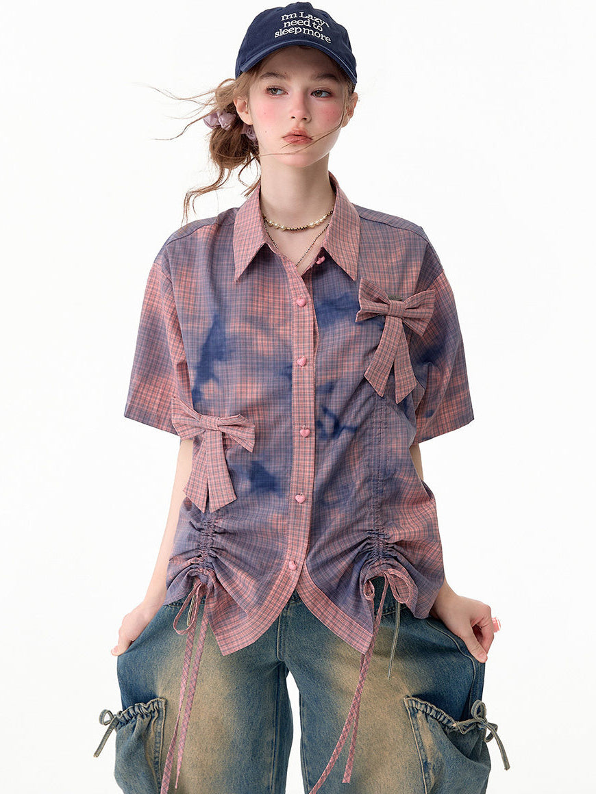 Pink Plaid Bow Shirt