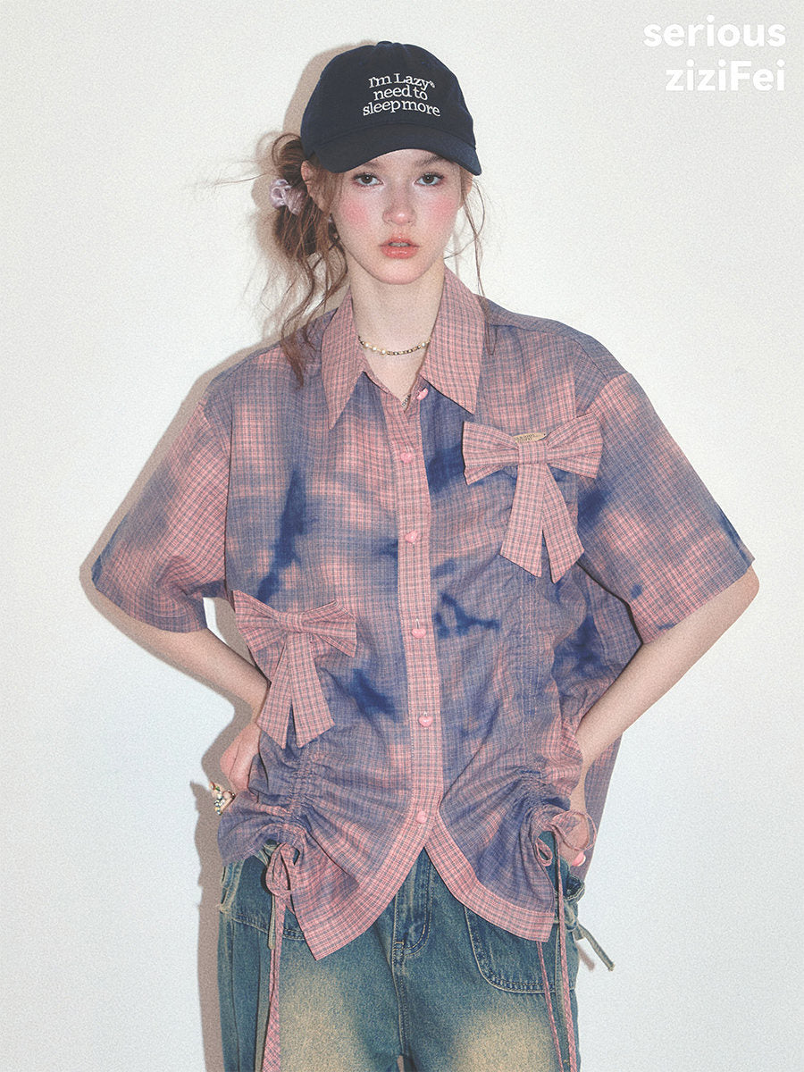 Pink Plaid Bow Shirt