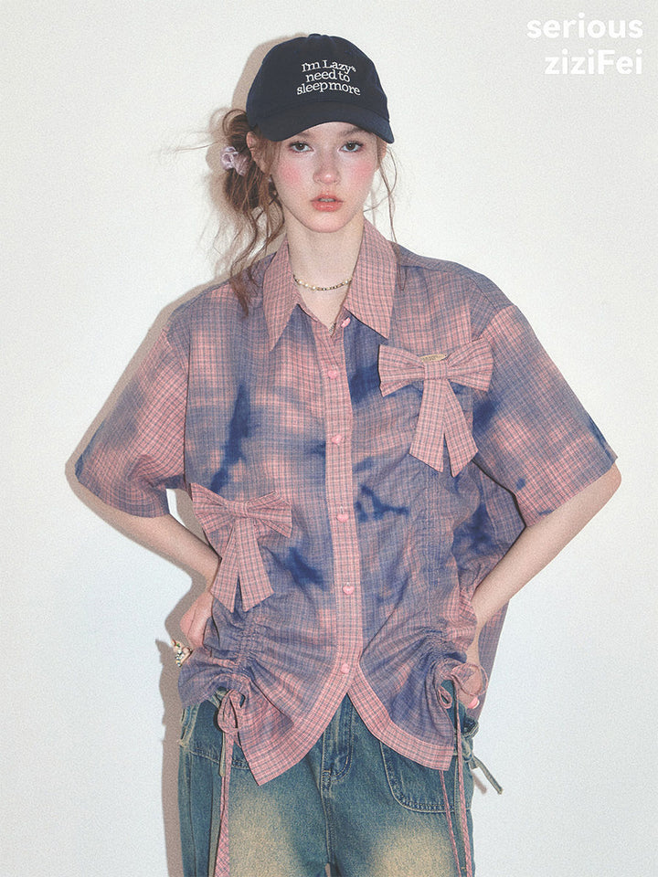 Pink Plaid Bow Shirt