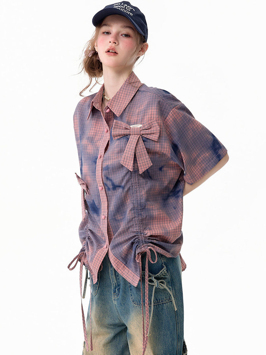Pink Plaid Bow Shirt