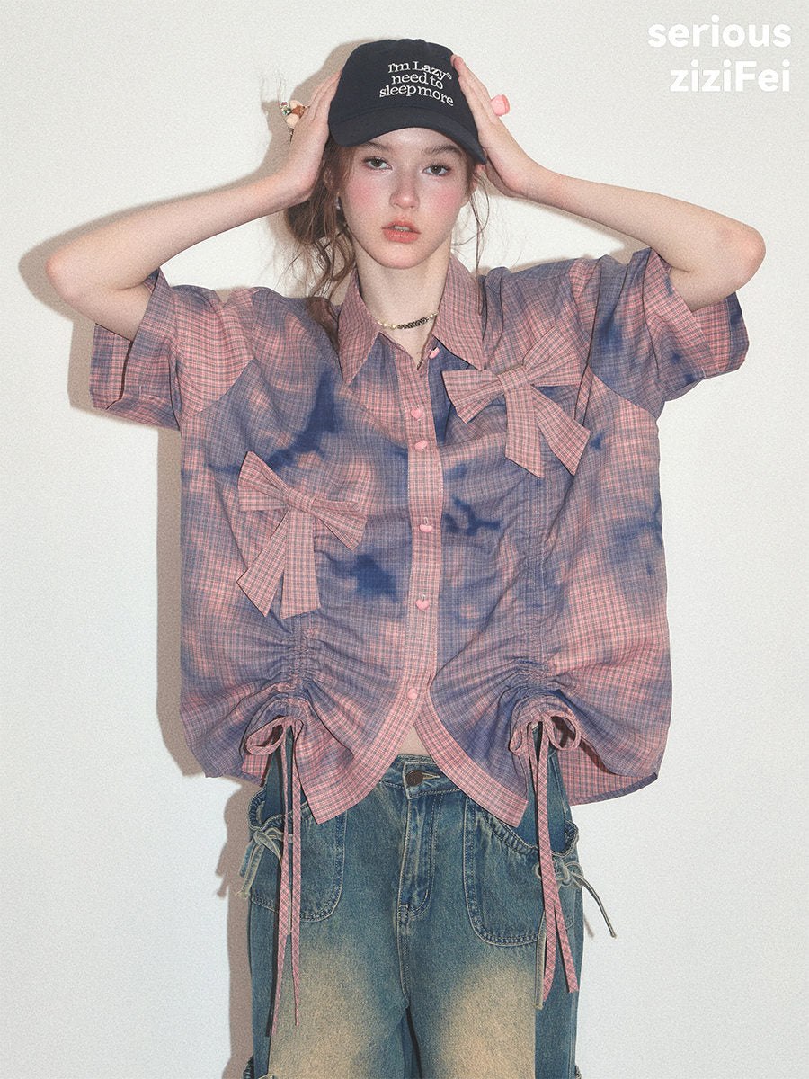 Pink Plaid Bow Shirt