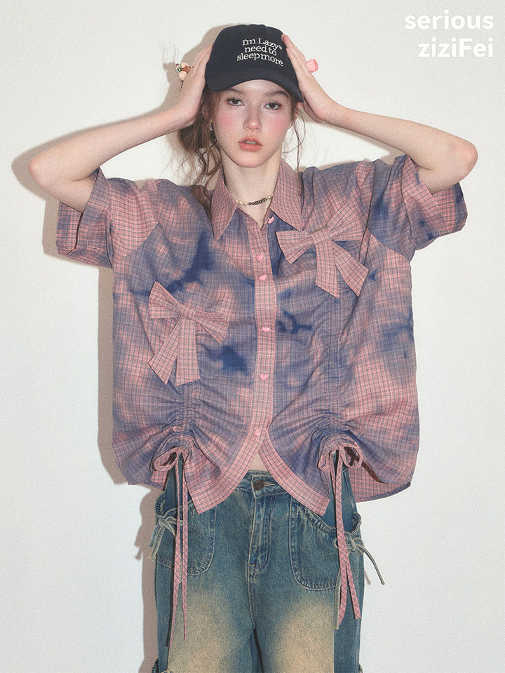 Pink Plaid Bow Shirt