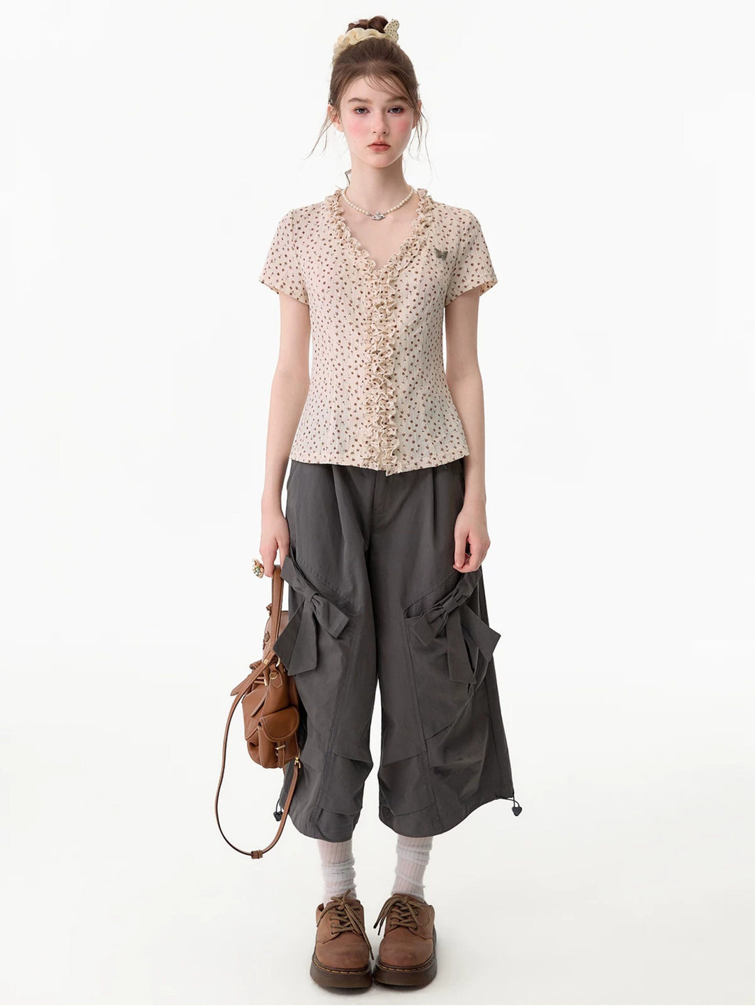 Vintage Floral Ruffle T-Shirt