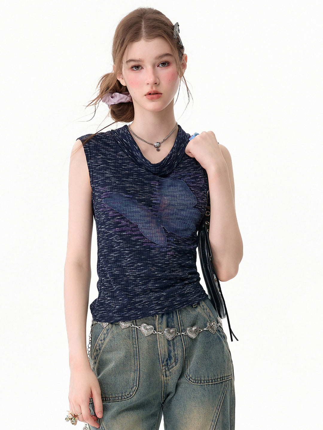 Butterfly Cowl Neck Tank Top