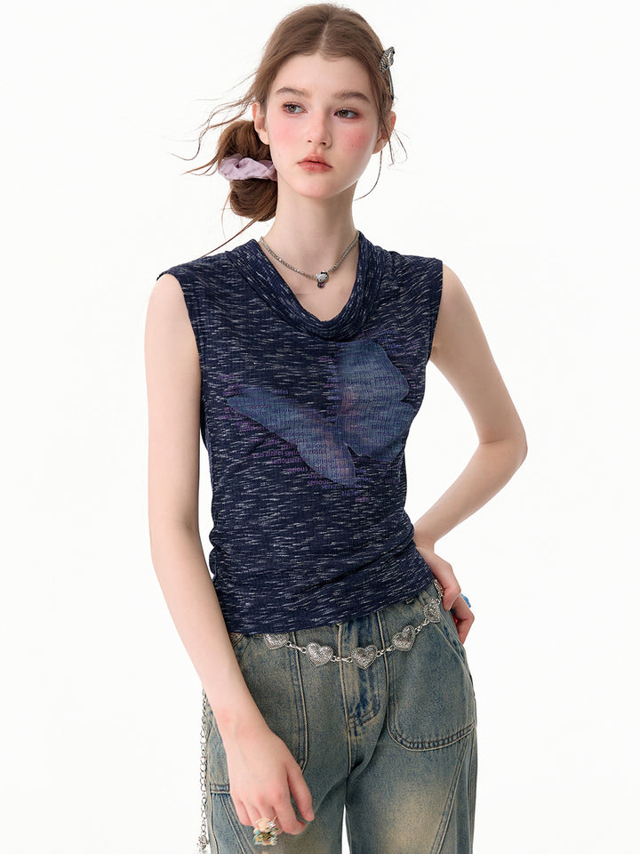 Butterfly Cowl Neck Tank Top