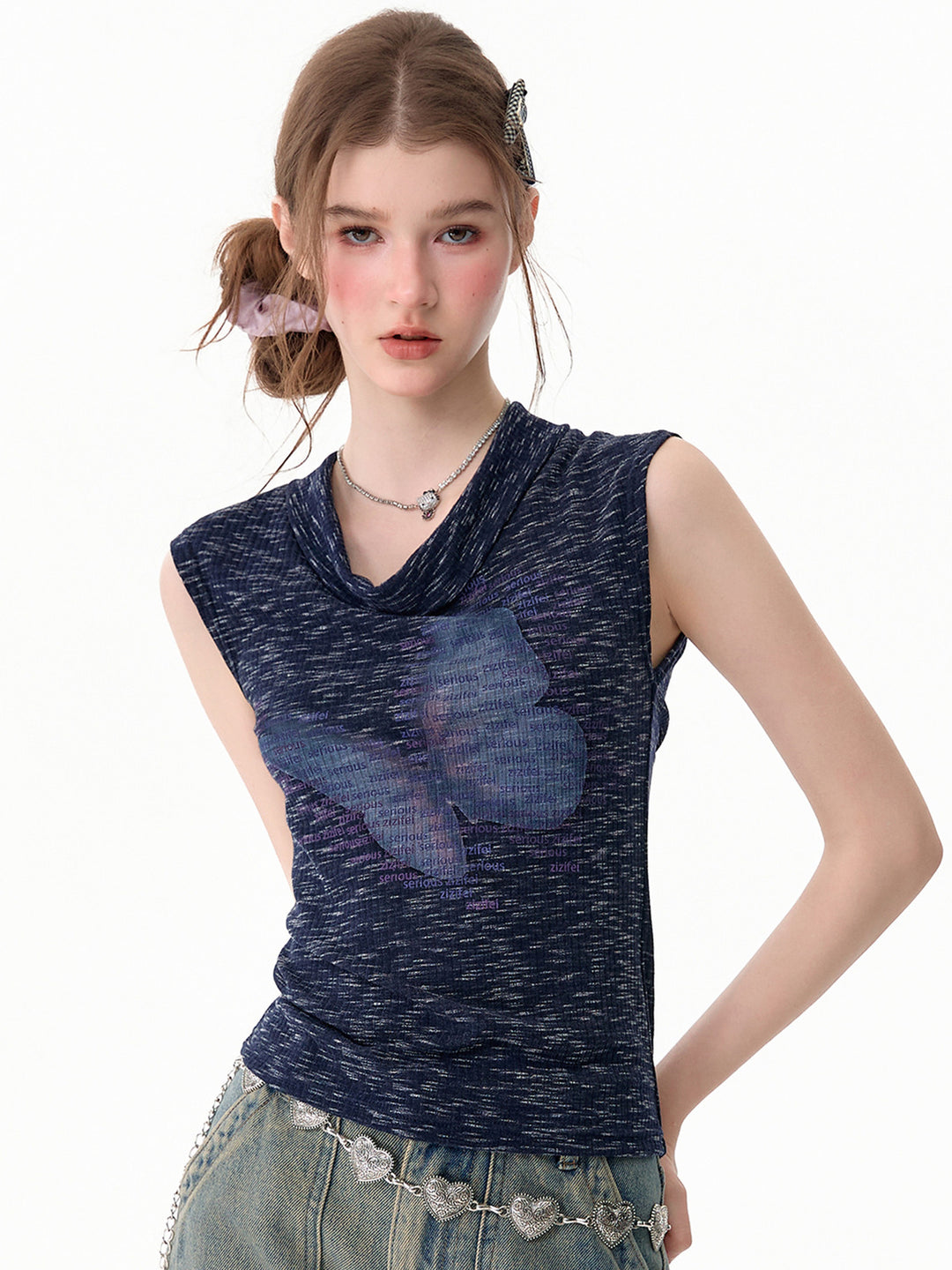 Butterfly Cowl Neck Tank Top