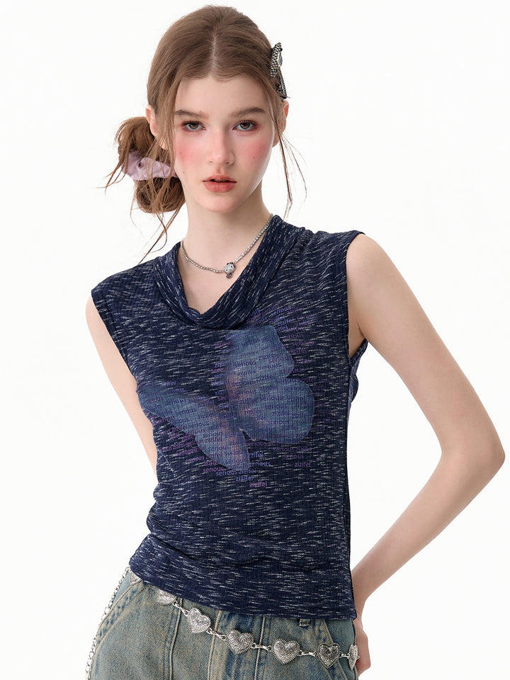 Butterfly Cowl Neck Tank Top