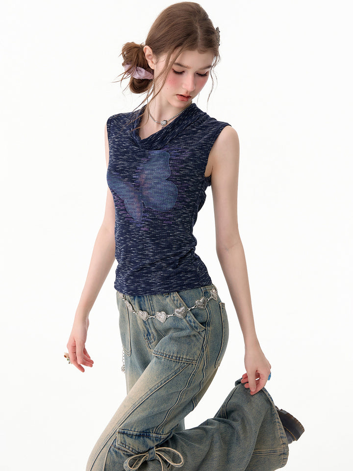 Butterfly Cowl Neck Tank Top