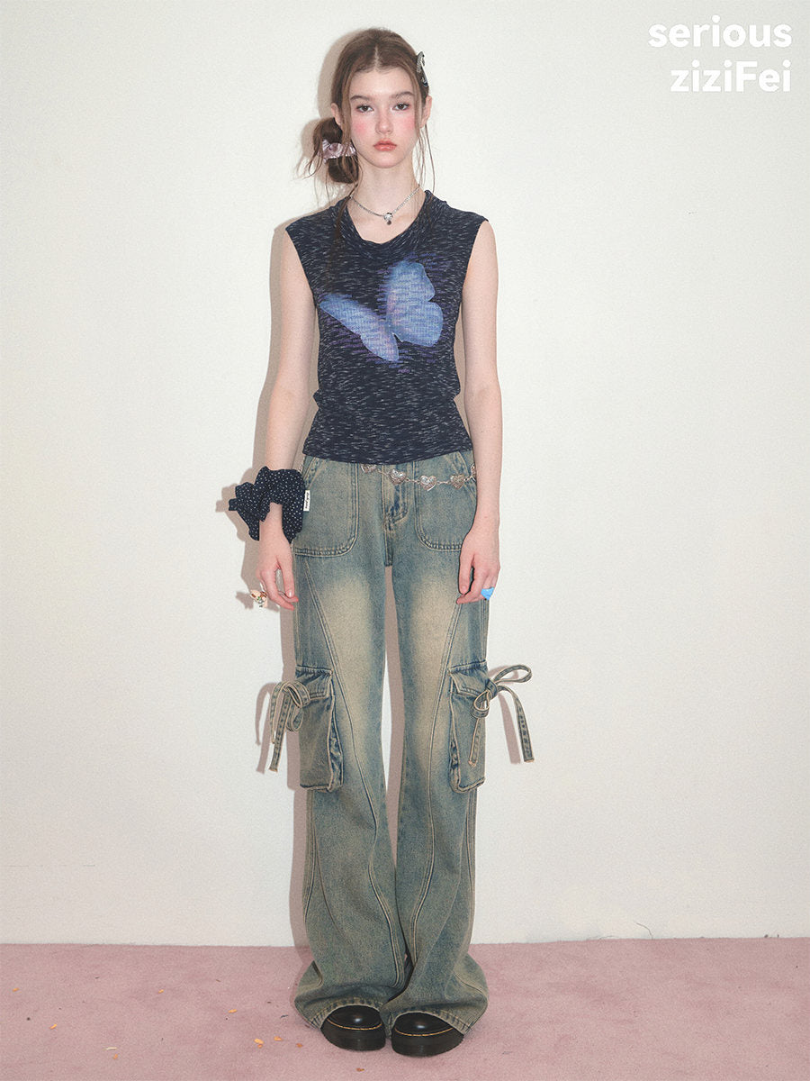 Butterfly Cowl Neck Tank Top