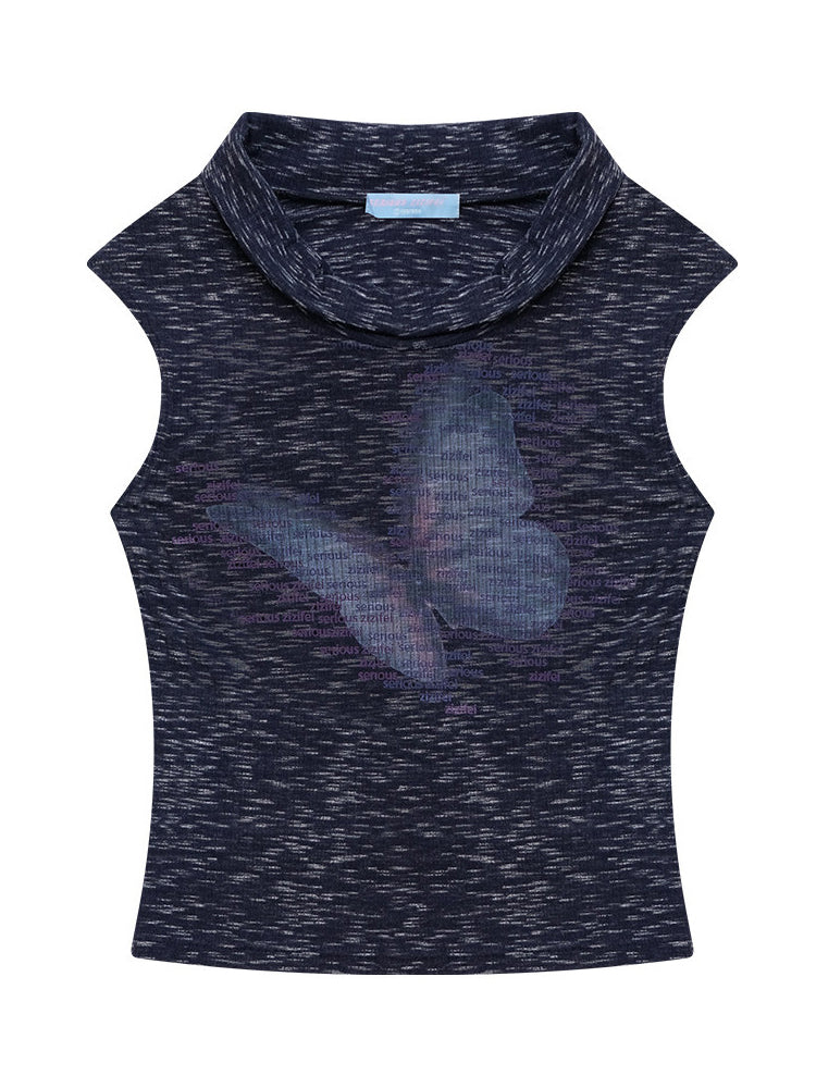 Butterfly Cowl Neck Tank Top