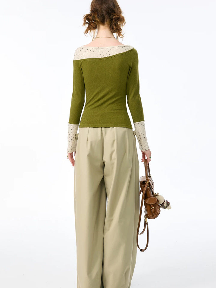 Apricot Side-Bow Wide Leg Pants