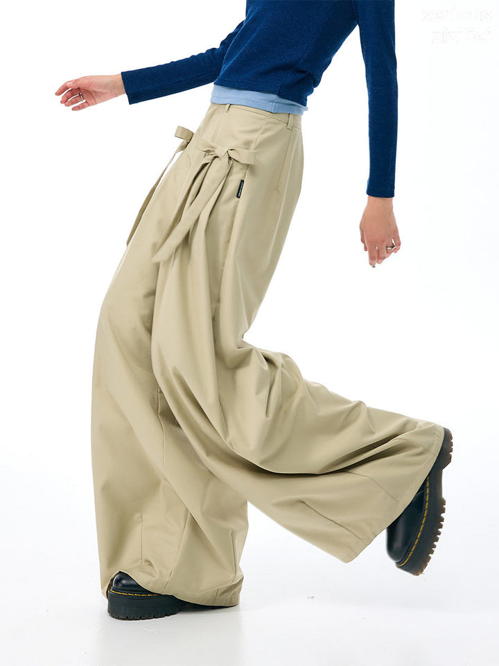 Apricot Side-Bow Wide Leg Pants