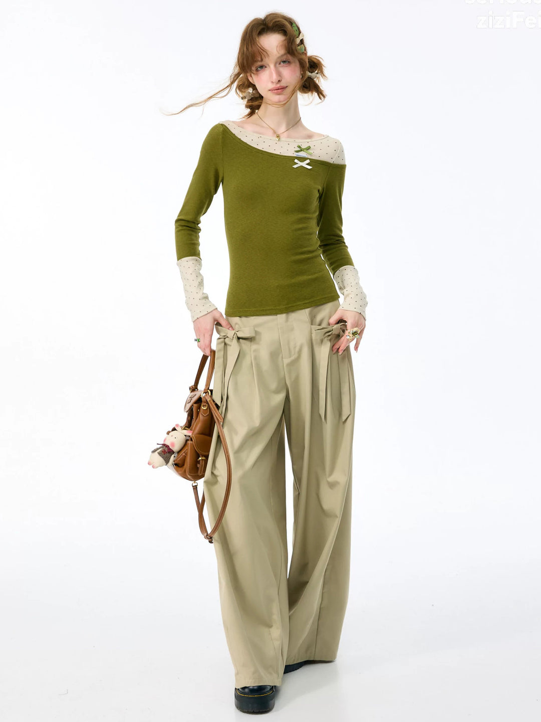 Polka Dot Faux Layered Knit Top