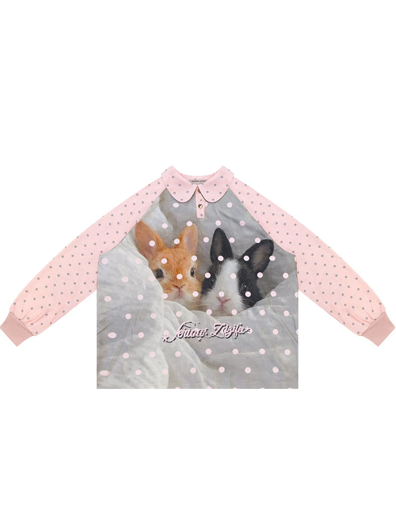 Bunny Graphic Peter Pan Collar Sweatshirt