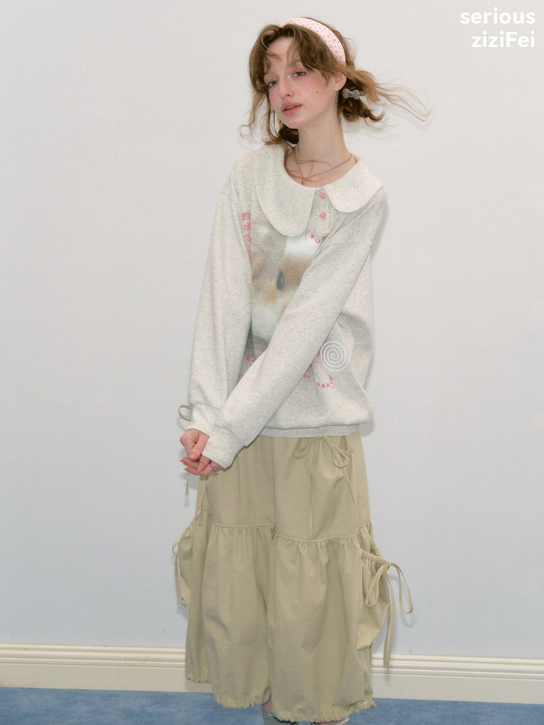 Heart-Button Bunny Photo-Print Sweatshirt