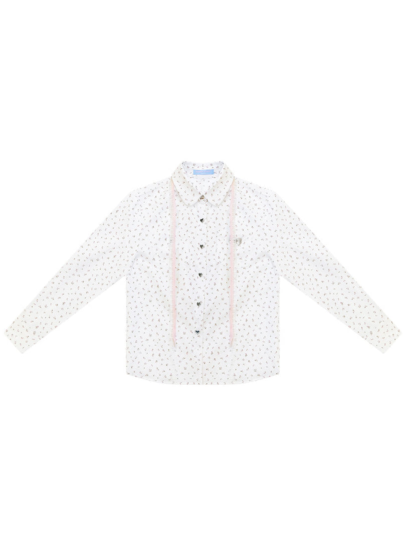 Ditsy Floral Ribbon-Tie Shirt