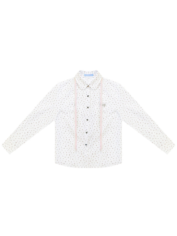 Ditsy Floral Ribbon-Tie Shirt