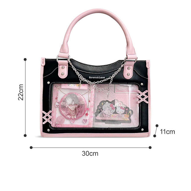 Contrast Trim Ita Handbag with Clear Display Window