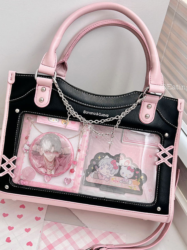 Contrast Trim Ita Handbag with Clear Display Window