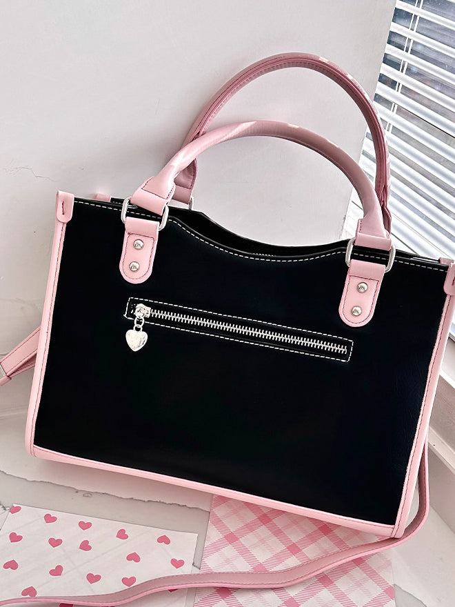 Contrast Trim Ita Handbag with Clear Display Window
