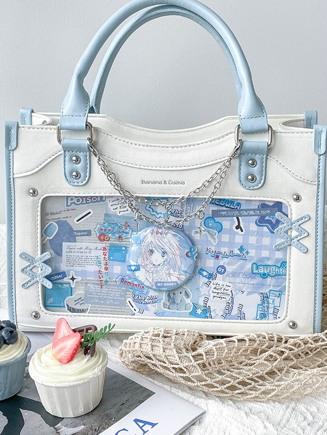 Contrast Trim Ita Handbag with Clear Display Window