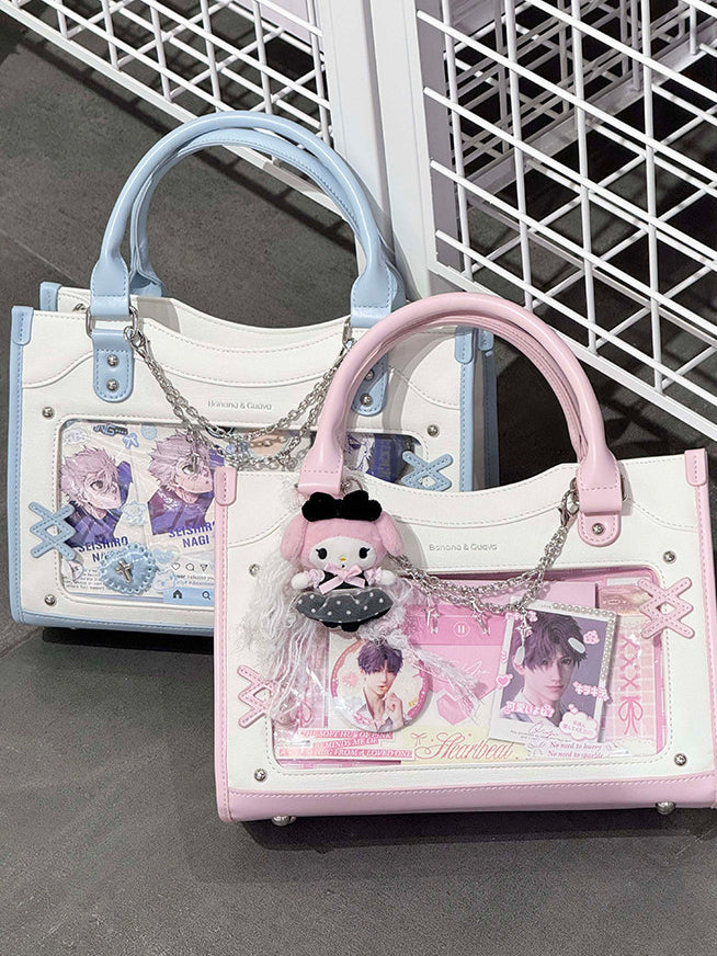 Contrast Trim Ita Handbag with Clear Display Window