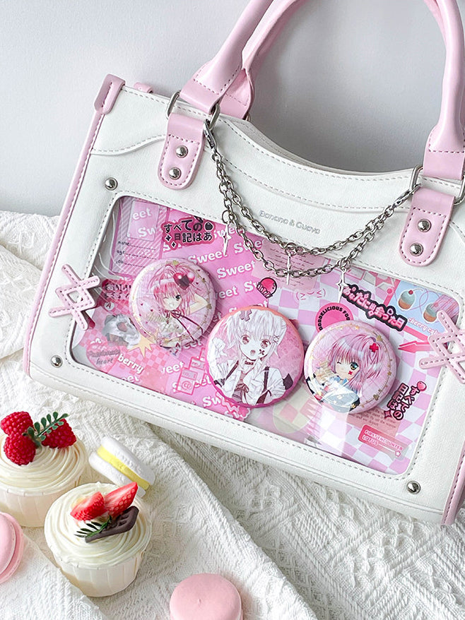 Contrast Trim Ita Handbag with Clear Display Window