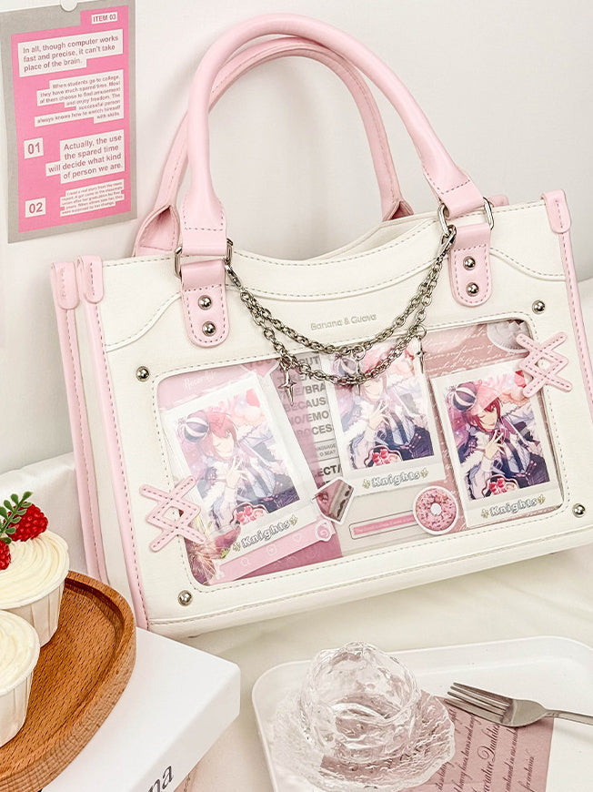 Contrast Trim Ita Handbag with Clear Display Window
