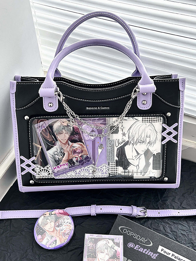 Contrast Trim Ita Handbag with Clear Display Window
