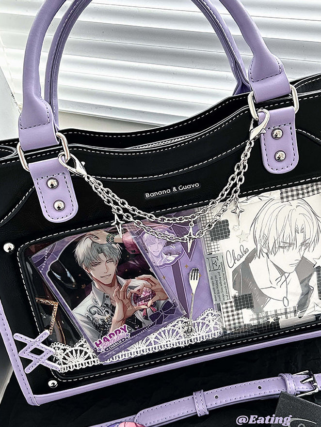 Contrast Trim Ita Handbag with Clear Display Window