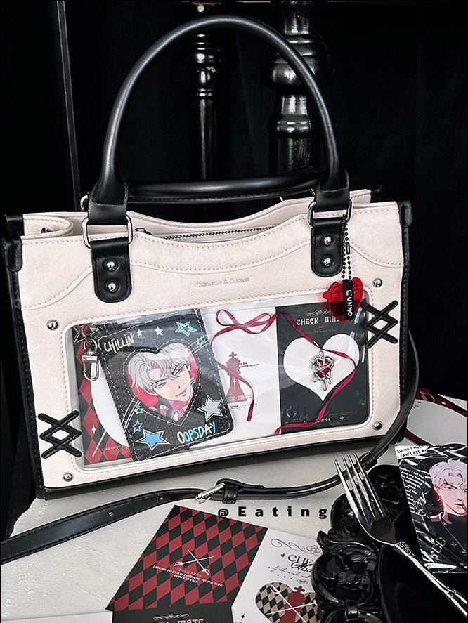 Contrast Trim Ita Handbag with Clear Display Window