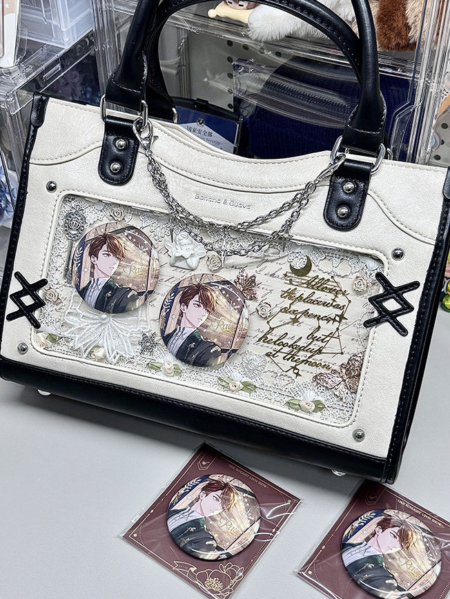 Contrast Trim Ita Handbag with Clear Display Window
