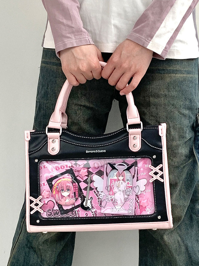 Contrast Trim Ita Handbag with Clear Display Window
