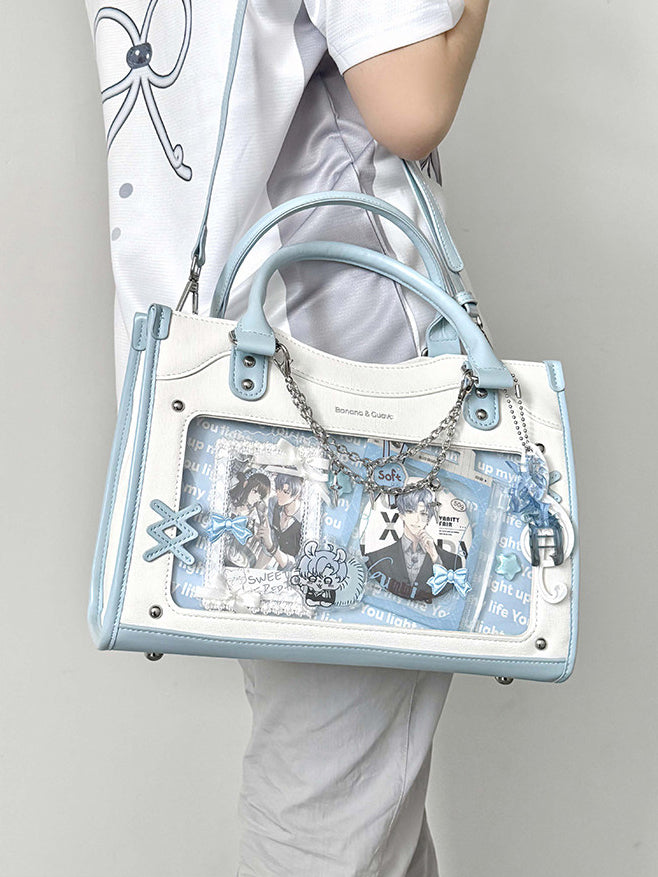 Contrast Trim Ita Handbag with Clear Display Window