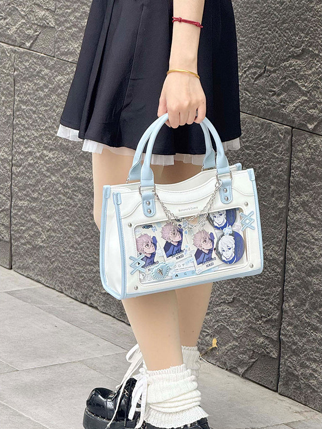 Contrast Trim Ita Handbag with Clear Display Window