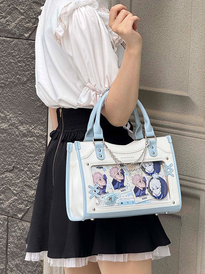 Contrast Trim Ita Handbag with Clear Display Window
