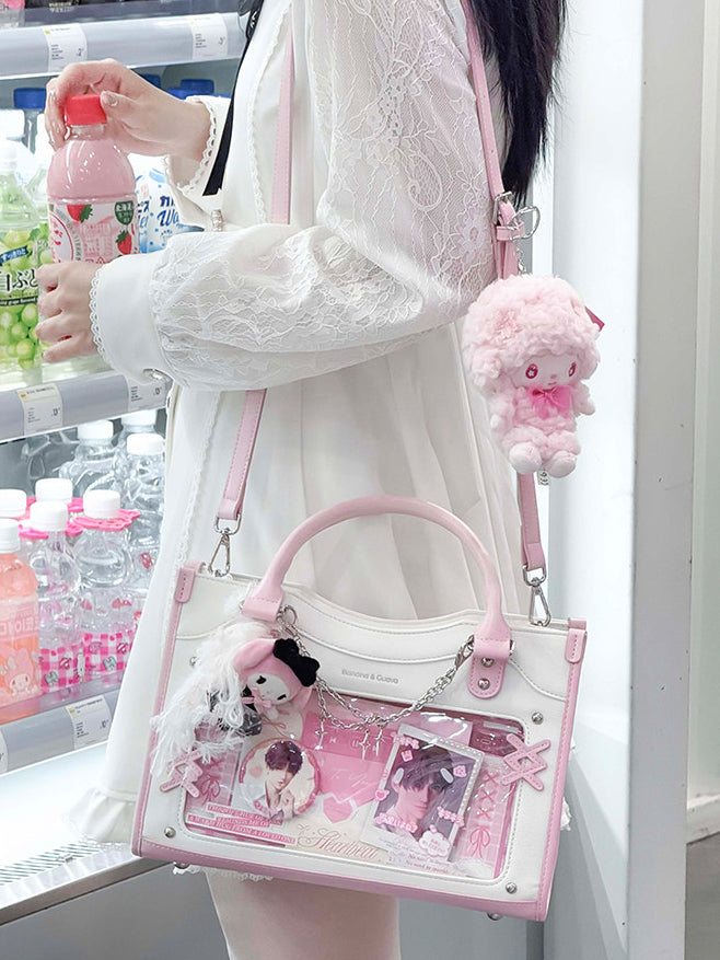 Contrast Trim Ita Handbag with Clear Display Window