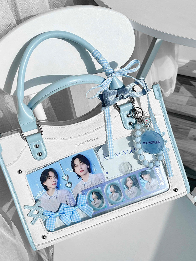 Contrast Trim Ita Handbag with Clear Display Window