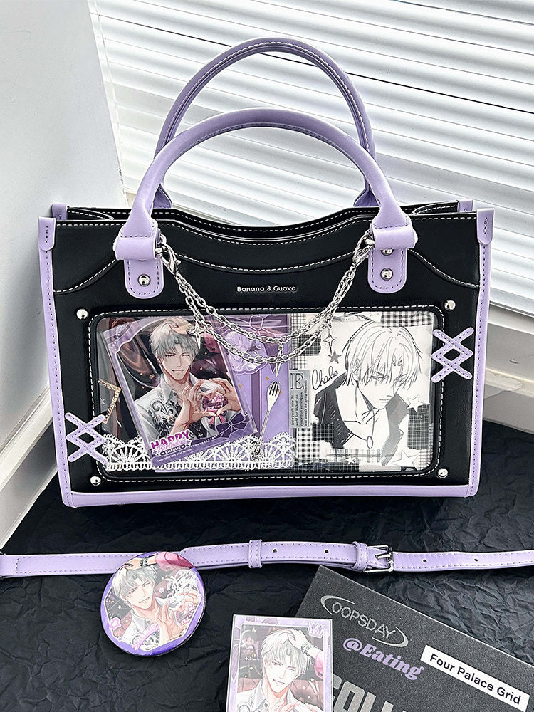 Contrast Trim Ita Handbag with Clear Display Window