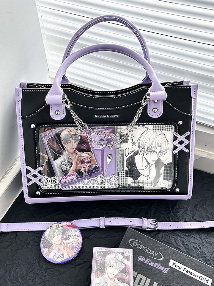 Contrast Trim Ita Handbag with Clear Display Window
