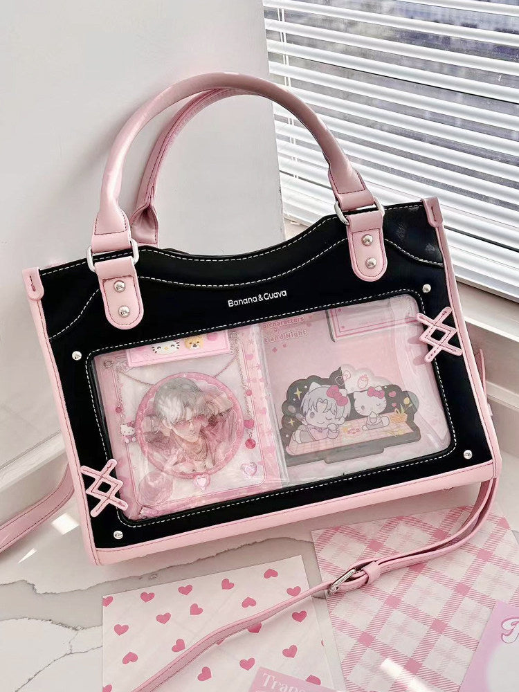 Contrast Trim Ita Handbag with Clear Display Window